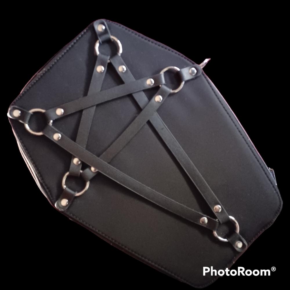 RARE Killstar hexellent coffin shaped pentagon strap bag